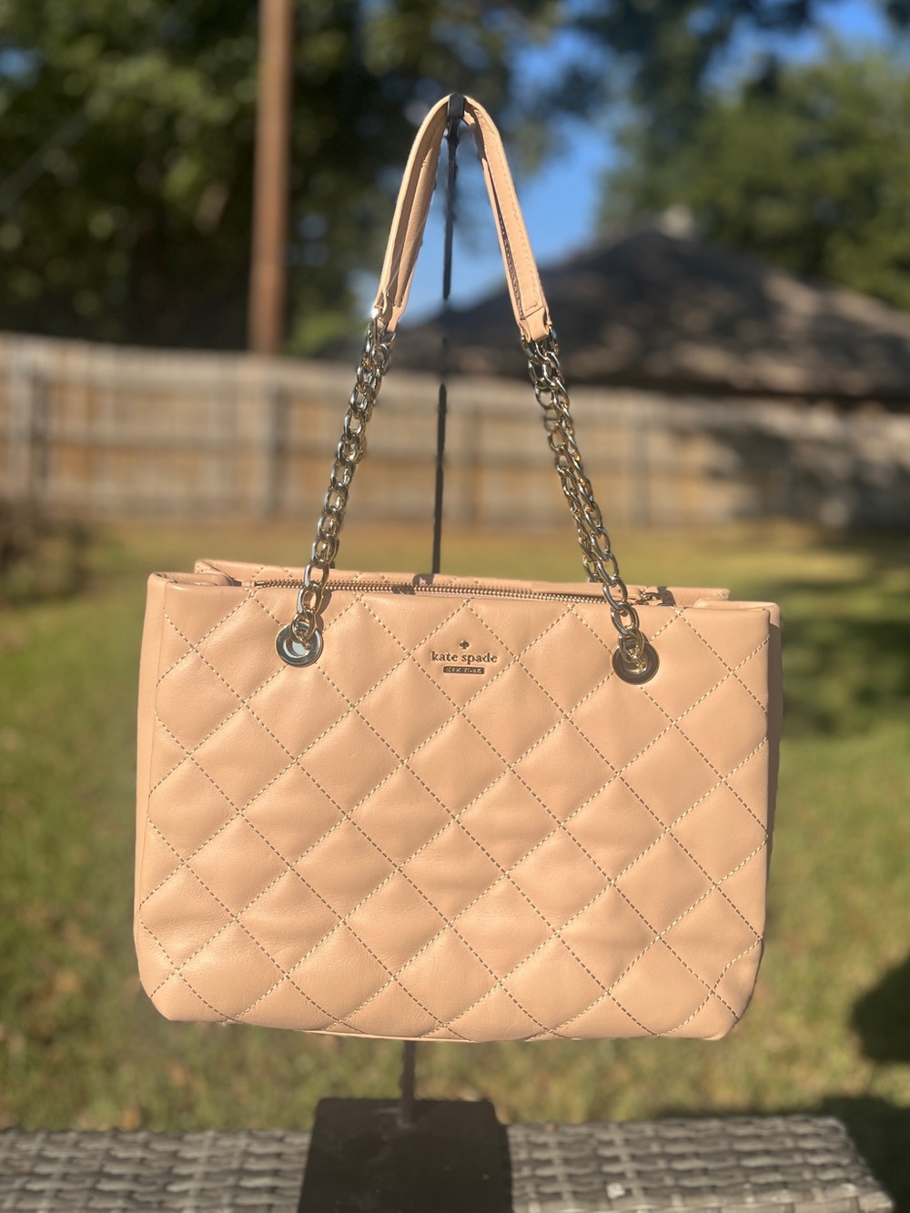 Kate Emerson Place Allis Quilted leather Shoulder Bag PXRU7760 Cashew NWI